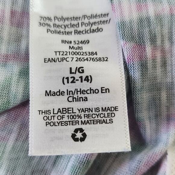 Time and Tru Multicolor Sparkly Short Sleeve Sublimation Blouse Womens Sz Large - Picture 9 of 10